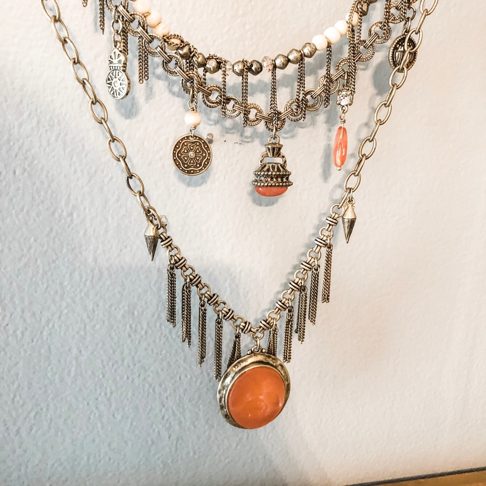 Triple Strand Boho Bee Necklace
